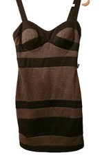 Cocktail Dress Love Tease Dark Grey W/ Black Trim Size 3 Form Fitting. NWT