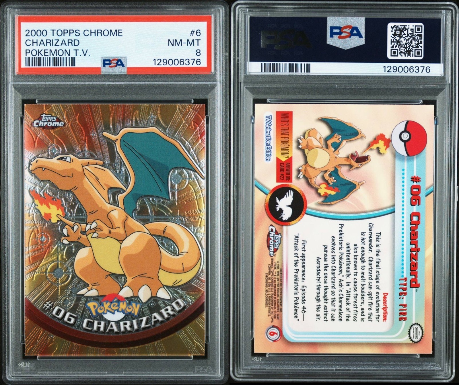 Pokemon PSA 8 Charizard T.V. #6 Topps Chrome