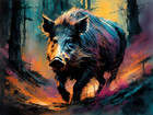 Pig Hog Boar Farm Rustic Cattle Cowboy High Quality Canvas/Photo Paper PA35