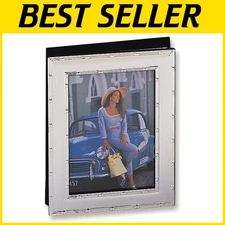 Classic Silver-Plated 5x7 Photo Album with Reed & Ribbon Design for Memories