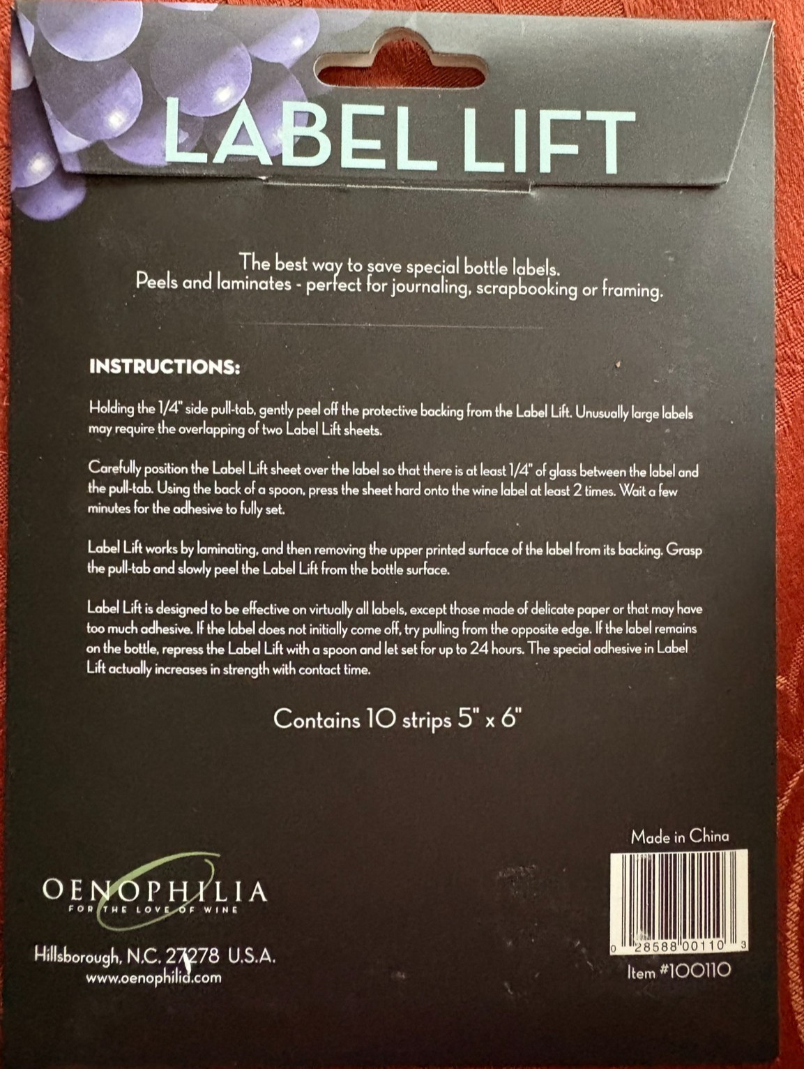 Oenophilia Label Lift Wine Label Remover Sheet (10 Strips Each) 5"x6"