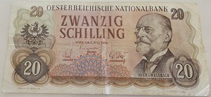 1956 Austria 20 Schilling Banknote Austrian World Paper Money Currency