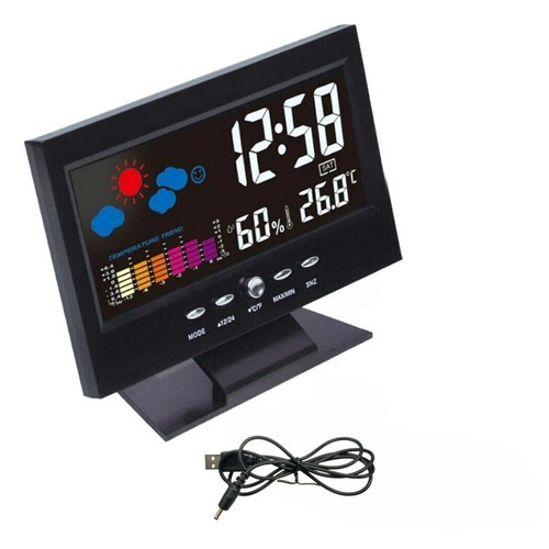 USB Powered LED Digital Clock Snooze Calendar Thermometer Hygrometer Display - Picture 4 of 16