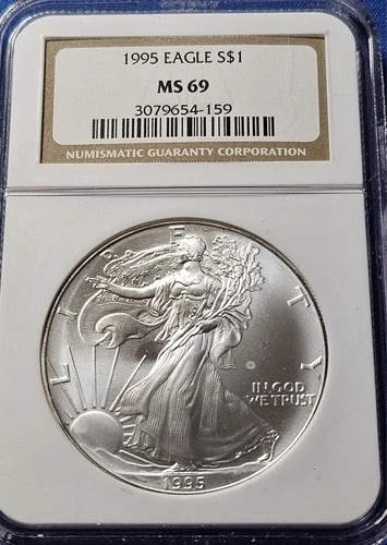 A 1995 $1 American Silver Eagle NGC MS69 Brown Label