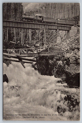 c1910s Deception Creek Cascade Mountains Great Northern Antique Postcard