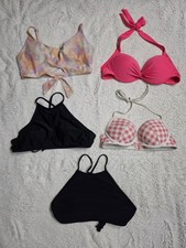Lot Of 5 Swim Bikini Halter Tops Padded Pushup Swimwear Junior's Size Medium