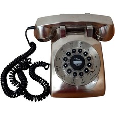 Vintage Rotary Dial Telephone Brushed Metal Finish Retro Collectable Untested