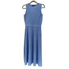 BTFBM Ribbed Knit Midi Dress Womens Size M Blue Sleeveless Fit Flare NWT