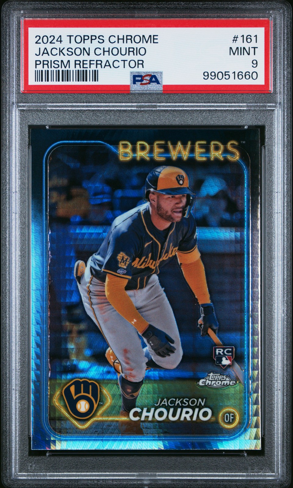 2024 TOPPS CHROME PRISM REFRACTOR #161 JACKSON CHOURIO PSA 9