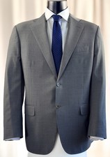 CANALI 42R Gray Pinstripe Suit Jacket Blazer Virgin Wool Italy 2 Vent Cupro VCG