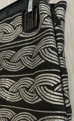 Wowcouture Women’s Black And Silver Metallic Lined Party Mini Skirt Size Medium - Picture 3 of 8