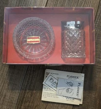 Vintage Flamex Lead Crystal Lighter and Ashtray Hofbauer Western Germany NOS