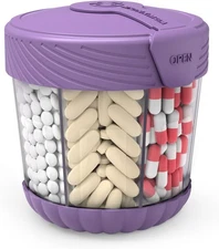 Pill Dispenser with 7 Large Compartments, Portable Pill Bottle Organizer for Tra