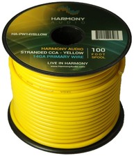 Harmony Car Primary 14 Gauge Power or Ground Wire 100 Feet Spool Yellow Cable