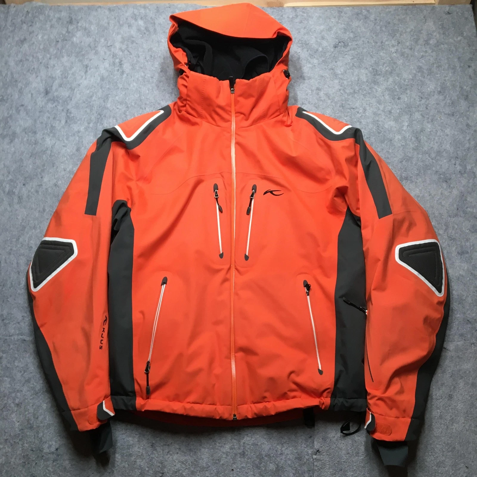 KJUS Ski Jacket Mens 54 Orange Hooded RECCO Avalanche Rescue Insulated Snow