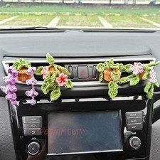 Crochet Plant Car Vent Clip, Lavender Tulip Strawberry Lily, Cute Car Decor Gift