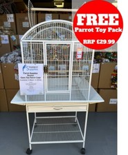 Parrot-Supplies Boston Open Top Parrot Cage With Stand - White,