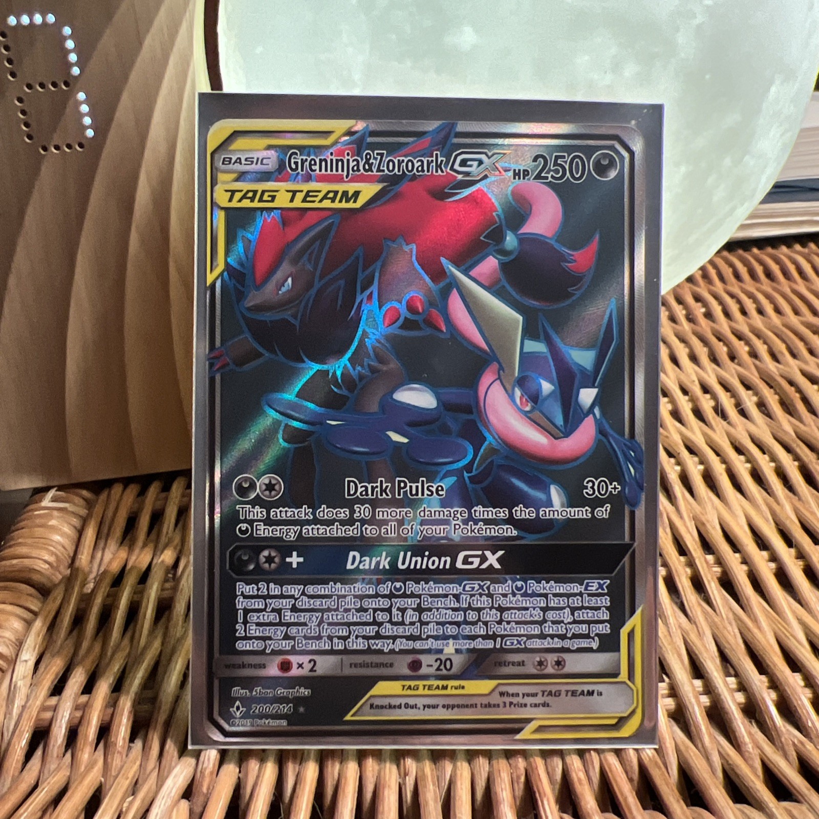 Pokemon Greninja & Zoroark GX Ultra Rare Full Art Unbroken Bonds 200/214 NM
