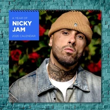 Nicky Jam 2026 Wall Calendar, 12-Month Celebrity Photo Calendar
