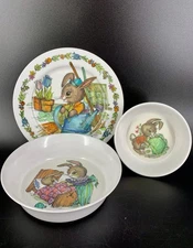 Vintage 1960s Children’s Dish Set Peter Rabbit Bunny– Oneida Deluxe – Set of 3