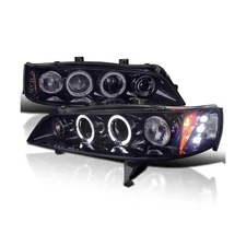Spec-D Tuning LED + Halo Pro Headlights Glossy Black Housing Smoke Lens Compa...