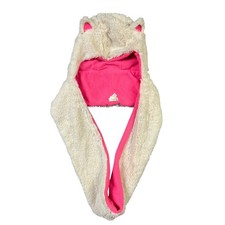 Capelli New York Hooded Scarf Girls Kids OS White Pink Faux Fur Plush Glitter