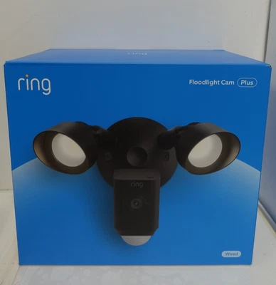 Ring Floodlight Cam Plus Outdoor Wired 1080p Surveillance Camera Black