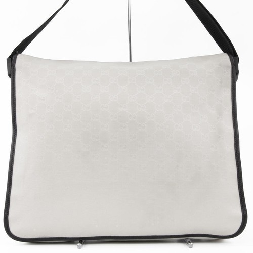 Gucci Shoulder Bag GG Canvas Off White Black Men's From Japan Authentic