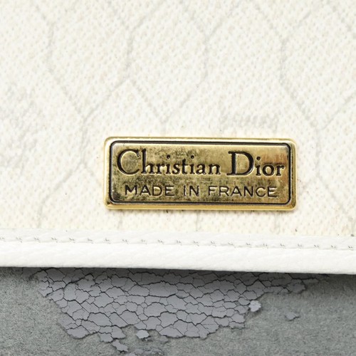 Borsa a tracolla Christian Dior tela nido d'ape catena PVC pelle bianca originale KD140 - Foto 22 di 24