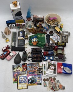 Huge Junk Drawer Lot Wheat Pennies BB Cards Some VINTAGE LPS Stamps SW Bowl