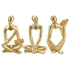3Pcs Thinker Collectible Figurines Gold Abstract Art Sculpture, Golden Readin...