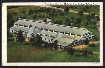 Lufkin, TX, Texas Foundries Inc., Malleable Iron Castings, Ansichtskarte 