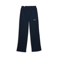 PUMA Live In High Waisted Straight Pants Womens Blue Casual Athletic Bottoms 680