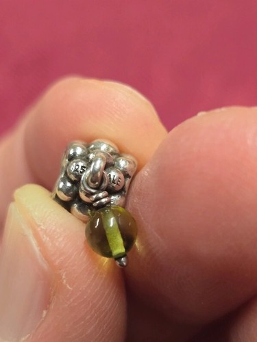 Pandora 925ALE Silver White Wine Grapes Peridot Dangle Charm Bead #790481PE - Picture 8 of 10