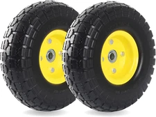 (2-Pack) 10-Inch Solid Rubber Tire Wheels - Replacement 4.10/3.50-4" Tires and W