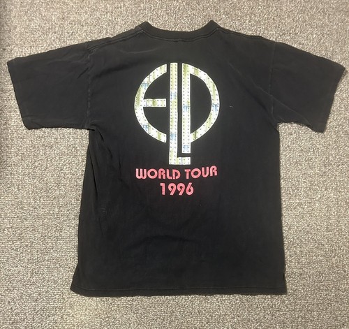 Vintage Emerson Lake & Palmer ELP Tarkus World Tour T Shirt Size L Black 90’s - Picture 2 of 4