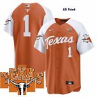Texas Longhorns #1 Team Baseball Jersey – All Print