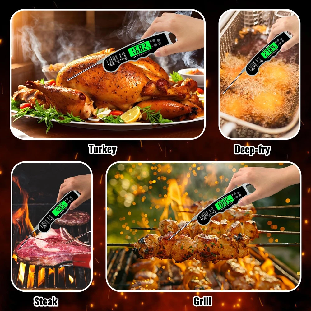 Meat Thermometer Digital IP67 Waterproof Food Thermometer for Cooking and Bak...