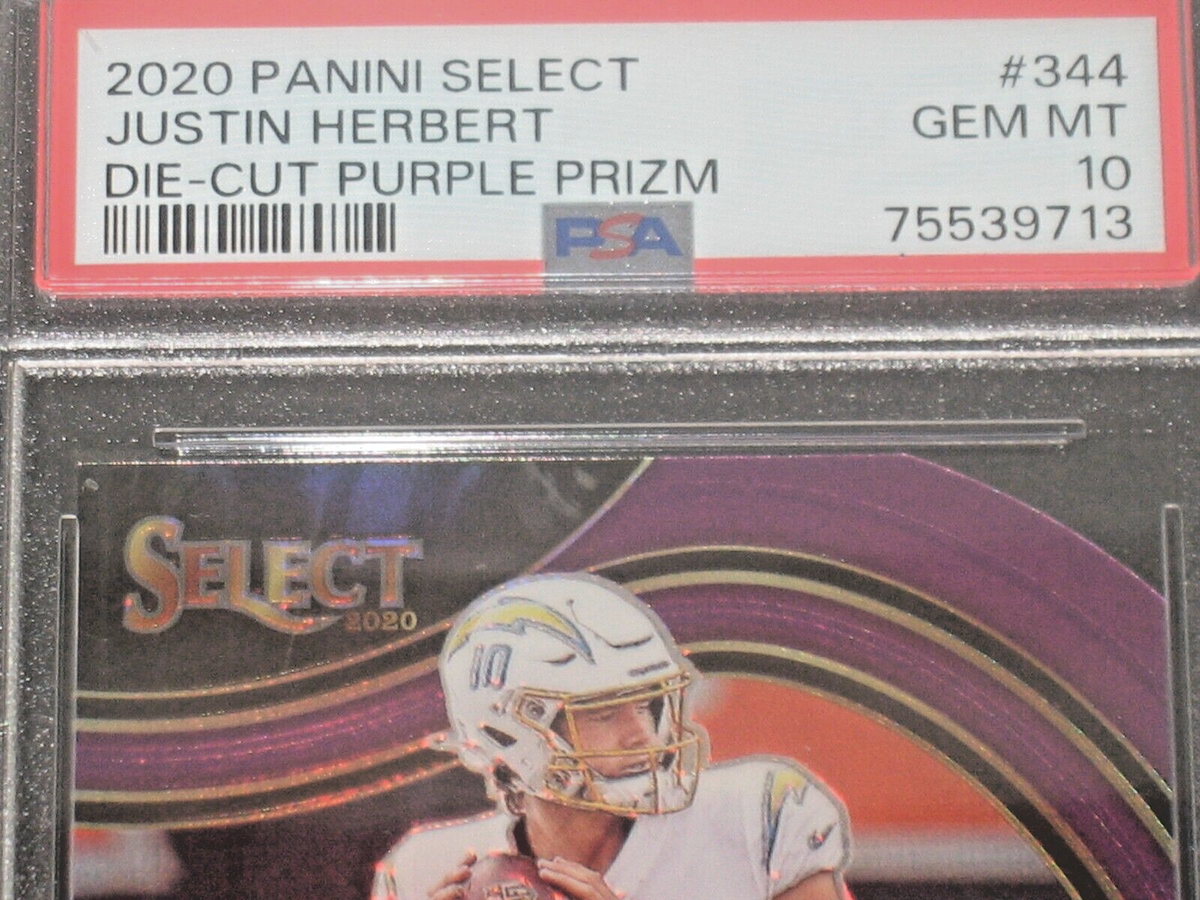 Justin Herbert 2020 Panini Select Purple Prizm Die Cut Rookie #344