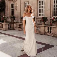Elegant Mermaid Wedding Dresses O-Neck Cap Sleeves Sweep Train Satin Bridal Gown