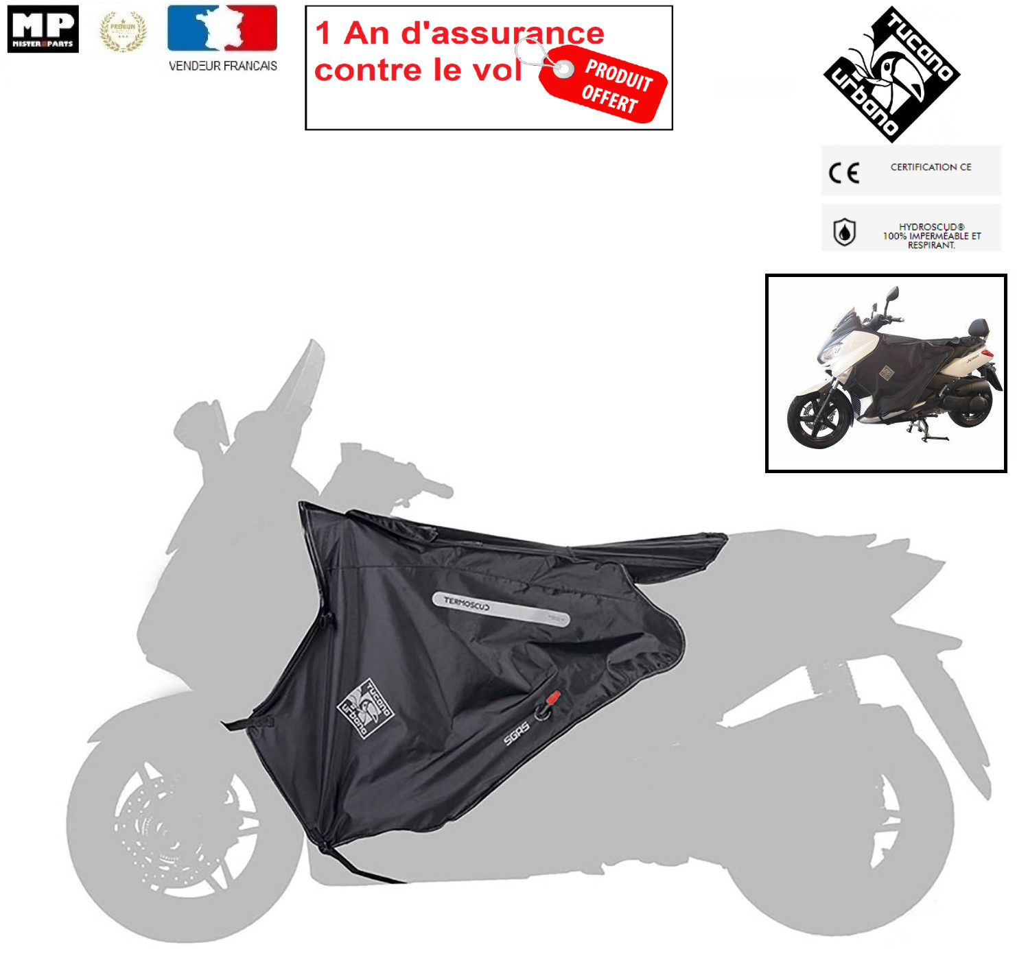 Tablier Tucano R080 anti-froid pour scooter YAMAHA XMAX et MBK Skycruiser
