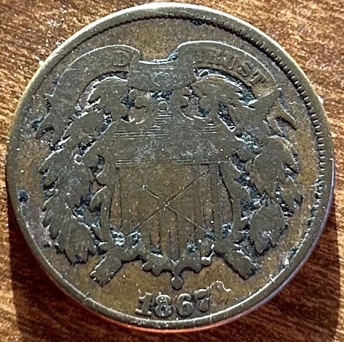 1867 2 cent piece circulated condition - Picture 3 of 4