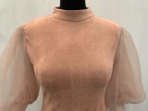 High Neck Dress AX size 10 beige suede touch polyester blend womens - Picture 3 of 8