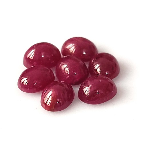 Red Ruby Cabochon Unheated 5X4 mm Oval Natural Calibrated Gemstone 7 Pieces Lot - Picture 2 of 4