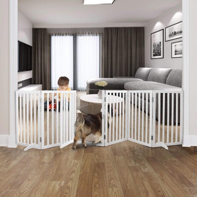 Foldable Indoor Dog Gate for House Freestanding Dog Gates with Door Walk Thro...