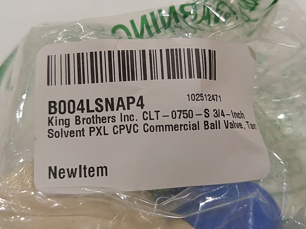 King Brothers Inc. CLT0750S 3/4Inch Solvent PXL CPVC Commercial Ball