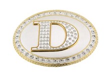 Initial D Letter d Belt Buckle Bling Men Women Gold Silver Metal Western Fashion