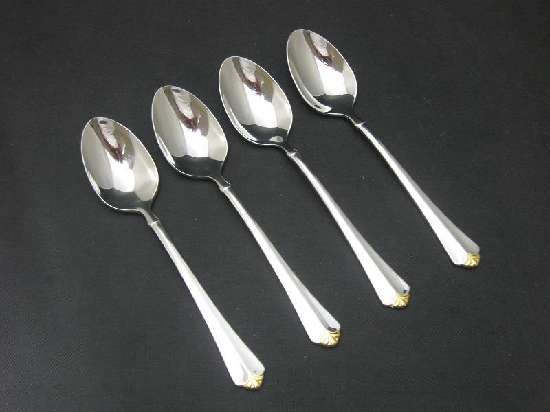 4 Oneida Cube Stainless GOLDEN JUILLIARD Teaspoons Silverware Flatware