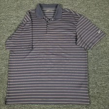Nike Golf Polo Shirt Mens Large Blue Striped FitDry Stretch Casual Athletic
