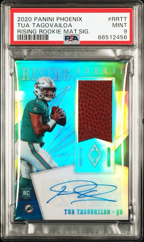 2020 Panini Phoenix #RRTT Tua Tagovailoa Rising Rookie Materials Signature PSA 9